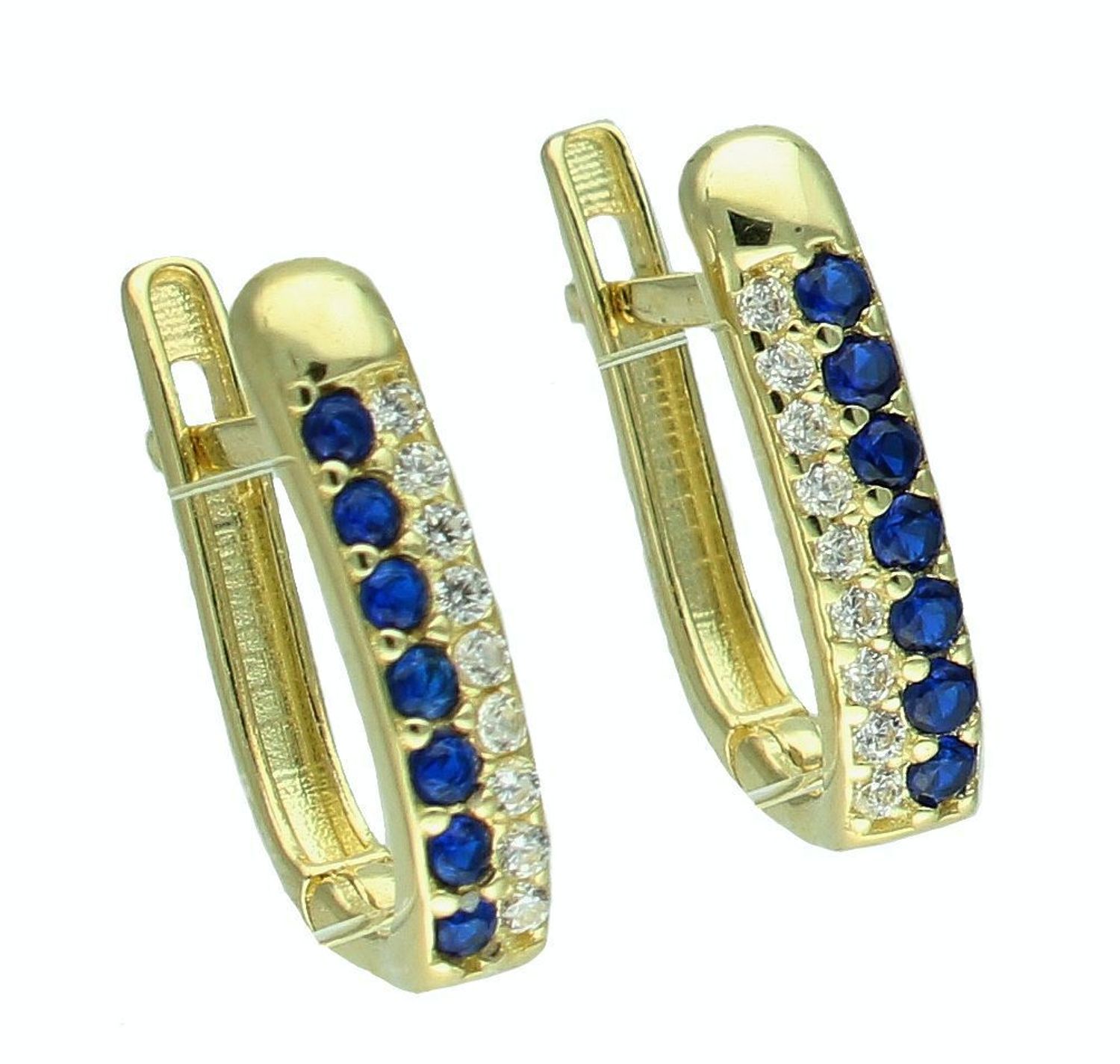 Złote kolczyki damskie 375 z granatowymi cyrkoniami KL 8860B 375.jpg